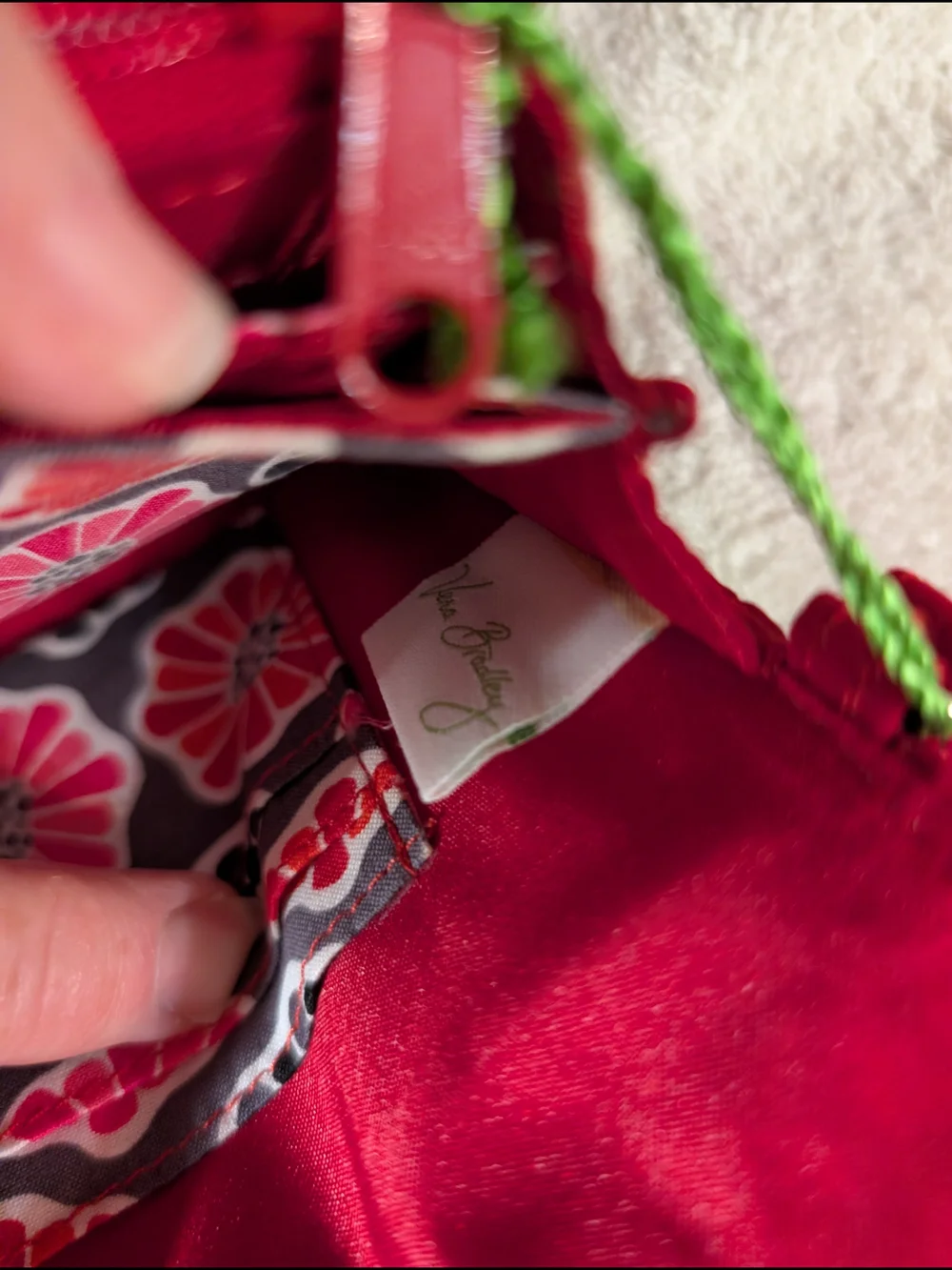 Vera Bradley Crimson Quilted Wristlet with Turn-Lock